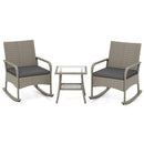 3-Piece Wicker Rocking Bistro Set with Cushions - Gray by LJGDeals