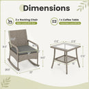 3-Piece Wicker Rocking Bistro Set with Cushions - Gray by LJGDeals