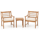 3 Piece Wood Patio Furniture Set with Seat Cushions and Acacia Wood Frame