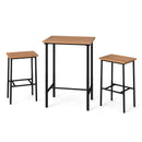 3 Pieces Acacia Wood Patio Bar Set Rectangular Table with Metal Frame by LJGDeals