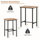 3 Pieces Acacia Wood Patio Bar Set Rectangular Table with Metal Frame by LJGDeals