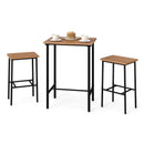 3 Pieces Acacia Wood Patio Bar Set Rectangular Table with Metal Frame by LJGDeals