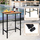 3 Pieces Acacia Wood Patio Bar Set Rectangular Table with Metal Frame by LJGDeals
