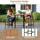 3 Pieces Acacia Wood Patio Bar Set Rectangular Table with Metal Frame by LJGDeals