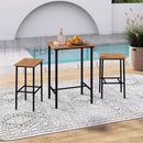 3 Pieces Acacia Wood Patio Bar Set Rectangular Table with Metal Frame by LJGDeals
