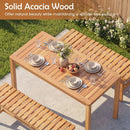 3 Pieces Acacia Wood Patio Dining Set Outdoor Rectangular Table and Benches with Slatted Seats by LJGDeals