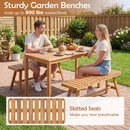 3 Pieces Acacia Wood Patio Dining Set Outdoor Rectangular Table and Benches with Slatted Seats by LJGDeals