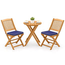 3 Pieces Acacia Wood Patio Folding Bistro Set with Soft Cushions by LJGDeals