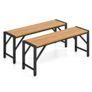 Acacia Wood Outdoor Bench Set of 2, 47.5" Slatted Seat by LJGDeals
