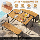 Acacia Wood Outdoor Bench Set of 2, 47.5" Slatted Seat by LJGDeals