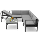 3 Pieces Aluminum Patio Furniture Set with 6-Level Adjustable Backrest-Gray by LJGDeals