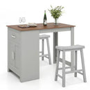 3-Piece Bar Table Set for 2 with 2 Saddle Stools for Dining Room by LJGDeals