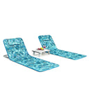 3 Pieces Beach Lounge Chair Mat Set 2 Adjustable Lounge Chairs with Table Stripe by LJGDeals