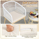 3 Pieces Outdoor Bistro PE Wicker Conversation Furniture Set-White by LJGDeals