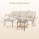 3 Pieces Corner Patio Furniture with Small Coffee Table-Beige by LJGDeals