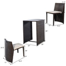 3 Pieces Cushioned Wicker Patio Bistro Set with No Assembly Needed by LJGDeals