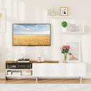 3 Pieces Farmhouse TV Stand for TVs up to 80 Inch with Cabinet and Compartments-White by LJGDeals