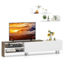 3 Pieces Farmhouse TV Stand for TVs up to 80 Inch with Cabinet and Compartments-White by LJGDeals