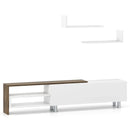 3 Pieces Farmhouse TV Stand for TVs up to 80 Inch with Cabinet and Compartments-White by LJGDeals