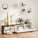 3 Pieces Farmhouse TV Stand for TVs up to 80 Inch with Cabinet and Compartments-White by LJGDeals
