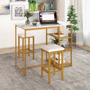 3 Pieces Gold Bar Table Set for 2 with 3-Tier Storage Shelves-Golden by LJGDeals