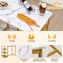 3 Pieces Gold Bar Table Set for 2 with 3-Tier Storage Shelves-Golden by LJGDeals