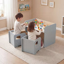 3 Pieces Kids Table and Chair Set with Space-saving Toddler Table and 2 Chairs