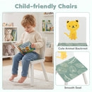 Kids Table and Chair Set with Animal Patterns (3-Piece)