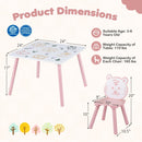 Kids Table and Chair Set with Animal Patterns, 3-Piece
