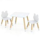 3 Pieces Kids Wooden Table and Chair Set with Cute Froggy Design-White by LJGDeals