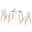 3 Pieces Kids Wooden Table and Chair Set with Cute Froggy Design-White by LJGDeals