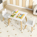 3 Pieces Kids Wooden Table and Chair Set with Cute Froggy Design-White by LJGDeals