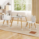 3 Pieces Kids Wooden Table and Chair Set with Cute Froggy Design-White by LJGDeals