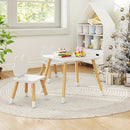 3 Pieces Kids Wooden Table and Chair Set with Cute Froggy Design-White by LJGDeals