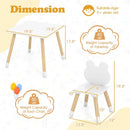 3 Pieces Kids Wooden Table and Chair Set with Cute Froggy Design-White by LJGDeals