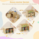 3 Pieces Kids Wooden Table and Chair Set-Natural