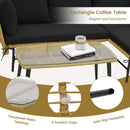 3 Pieces L-Shaped Patio Sofa with Cushions and Tempered Glass Table by LJGDeals