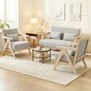 3 Pieces Living Room Furniture Set with Rubber Wood Frame by DirectDeals