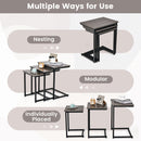 3 Pieces Multifunctional Coffee End Table Set-Oak