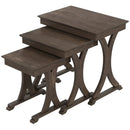 3 Pieces Nesting Coffee Table Side Table with Solid Rubber Wood Legs-Brown by LJGDeals