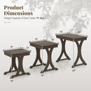 3 Pieces Nesting Coffee Table Side Table with Solid Rubber Wood Legs-Brown by LJGDeals