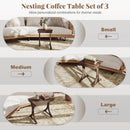 3 Pieces Nesting Coffee Table Side Table with Solid Rubber Wood Legs-Brown by LJGDeals