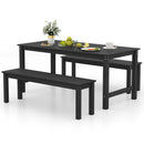 3 Pieces Outdoor Dining Table Set with 2 Benches