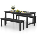 3 Pieces Outdoor Dining Table Set with 2 Benches by LJGDeals