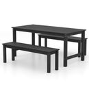 3 Pieces Outdoor Dining Table Set with 2 Benches by LJGDeals