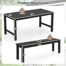 3 Pieces Outdoor Dining Table Set with 2 Benches by LJGDeals