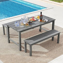 3 Pieces Outdoor Dining Table Set with 2 Benches by LJGDeals