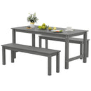 3 Pieces Outdoor Dining Table Set with 2 Benches by LJGDeals