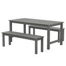 3 Pieces Outdoor Dining Table Set with 2 Benches