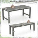 3 Pieces Outdoor Dining Table Set with 2 Benches by LJGDeals